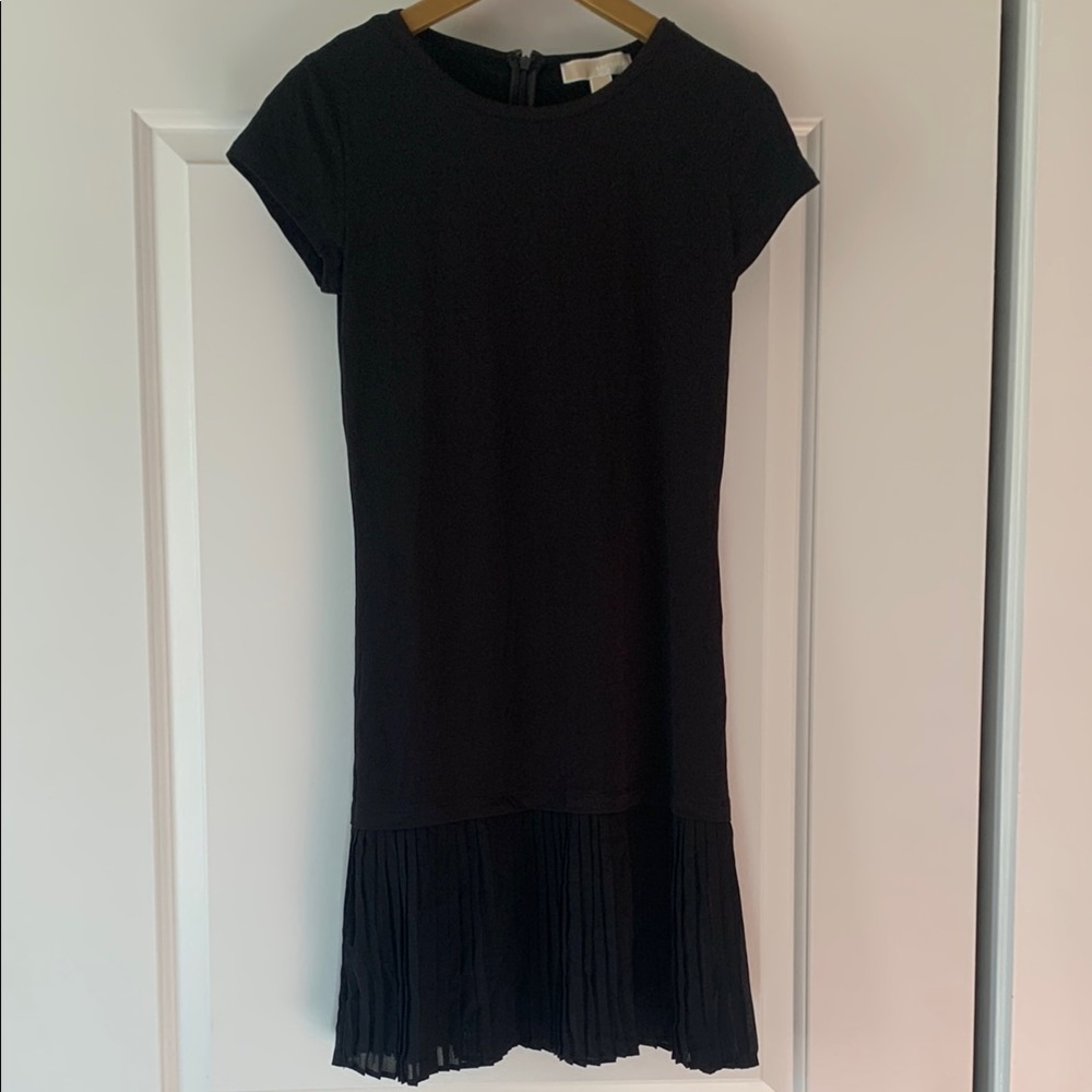 Black Dress with Pleated Hem